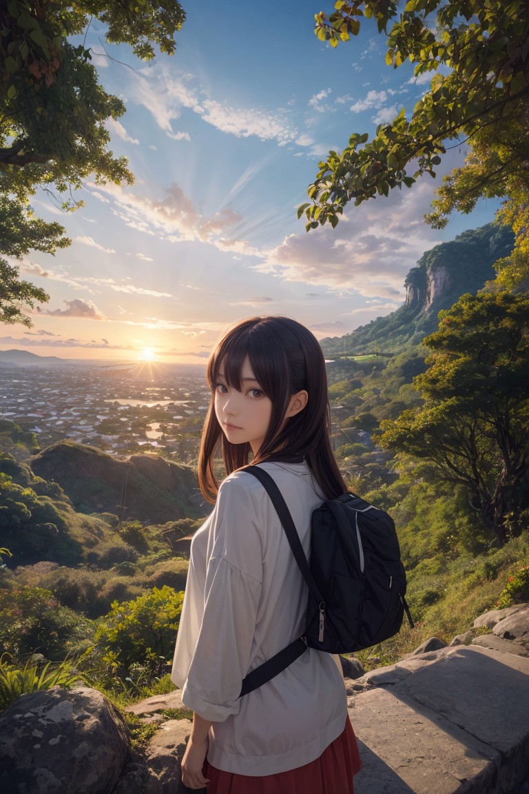 379870-668716855-1girl, anime key visual, landscape of a Hairy [Gondor_Costa Rica_1], at Dawn, Ultrarealistic, Peaceful, Orphism, Kodak Ektar.png